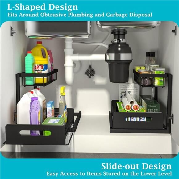 Under Sink Organizer, Pull Out Cabinet Organizer - Picture 2 of 7